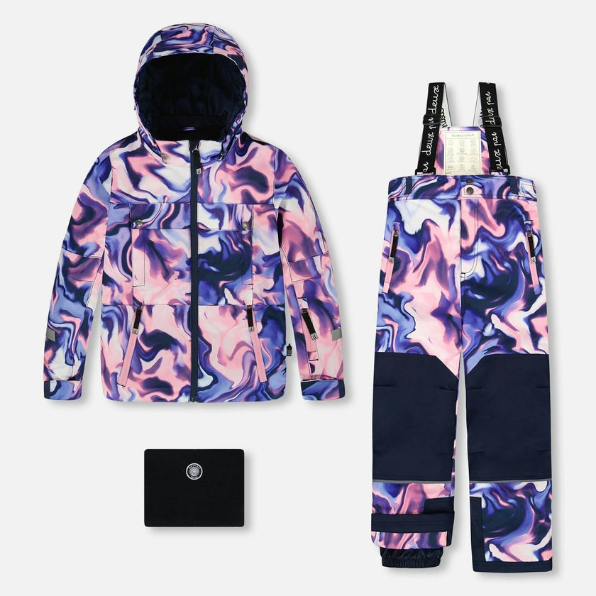 Two-Piece Teknik Snowsuit Pink And Blue Marble
