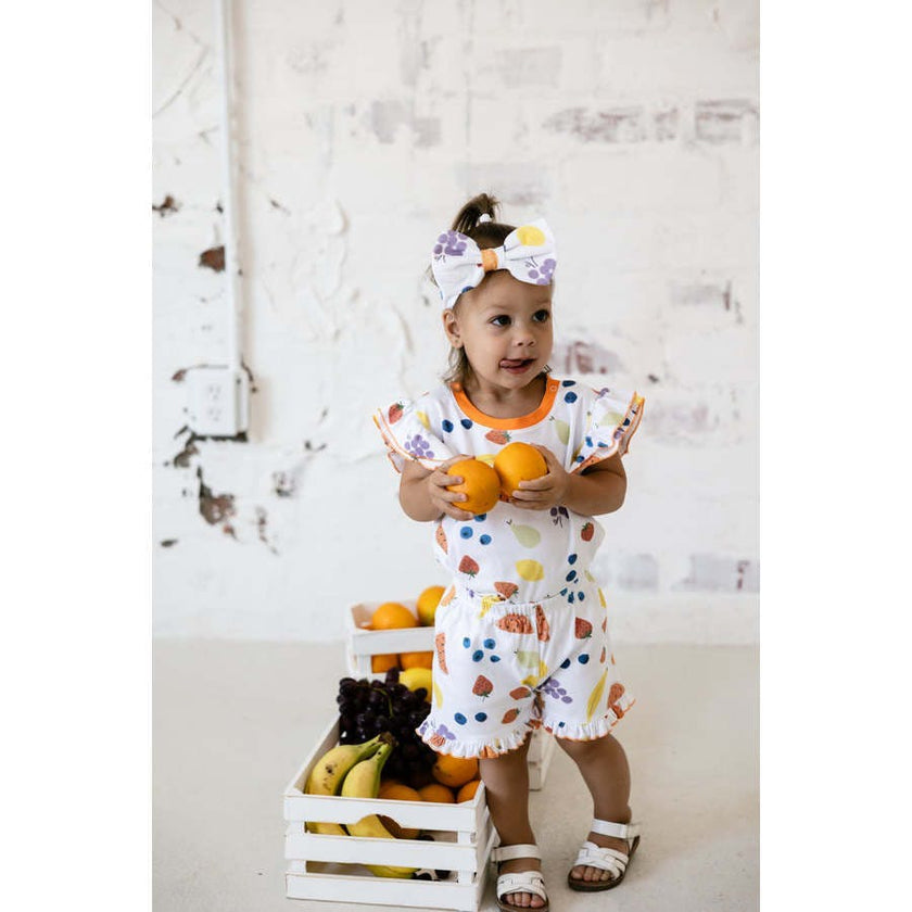 vitamin c orange ruffle short set