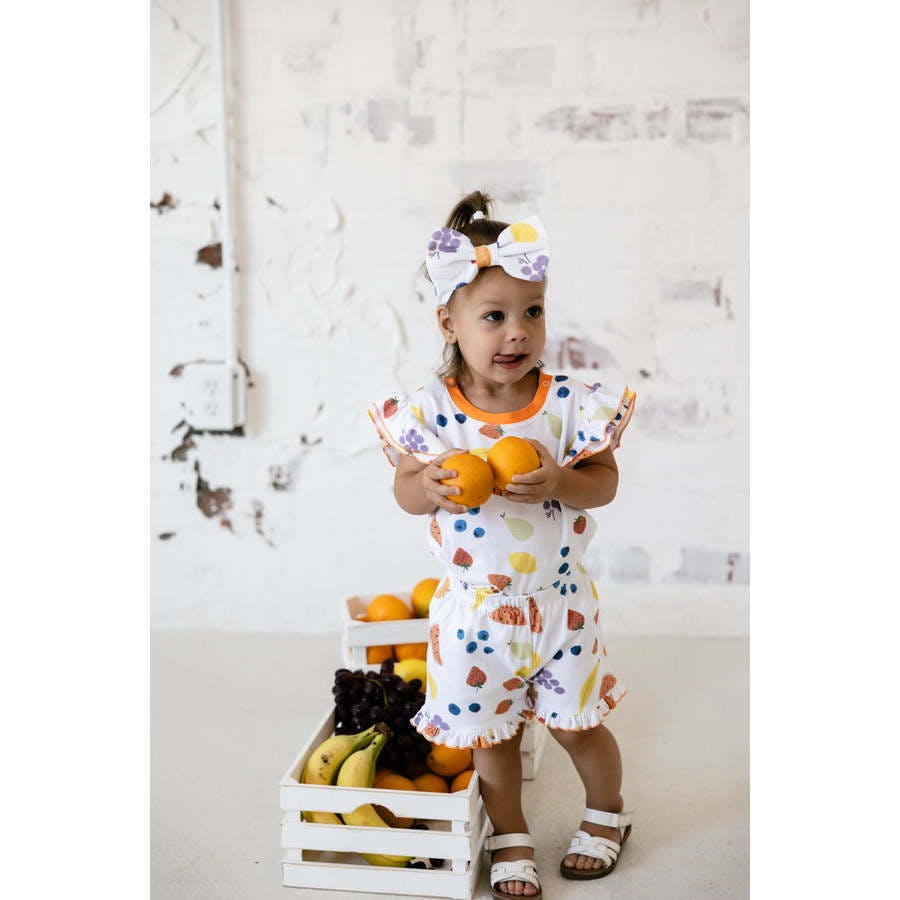 vitamin c orange ruffle short set