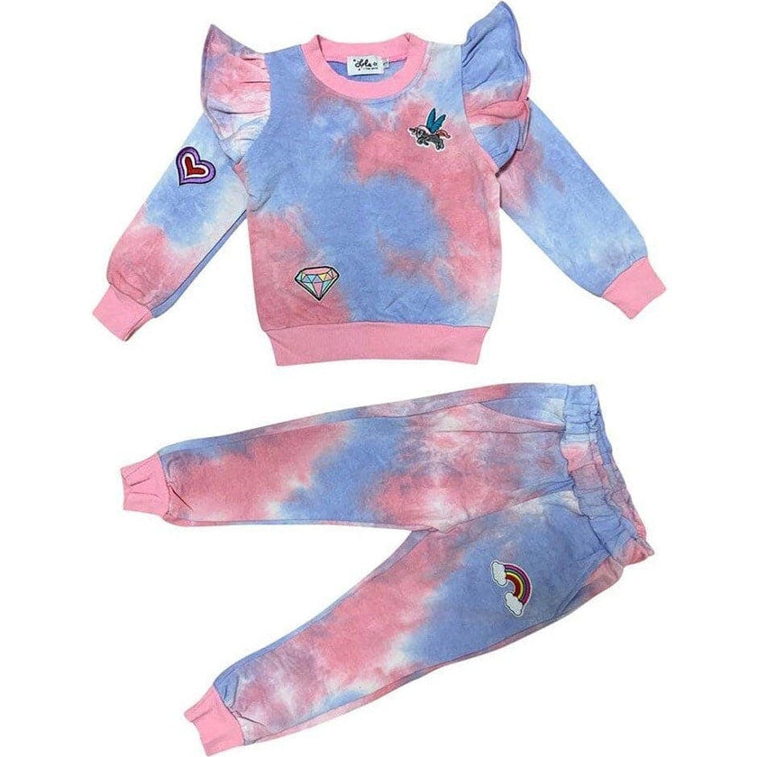 Tie Dye Ruffle Patch Jogger Set