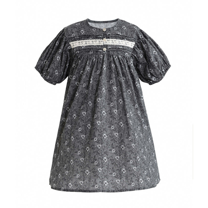 Gray Floral Lace Dress