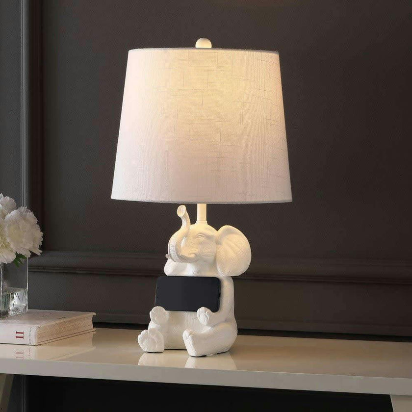 Kairi 21" Modern Shabby Chic Resin/Iron Happy Elephant LED Kids' Table Lamp with Phone Stand