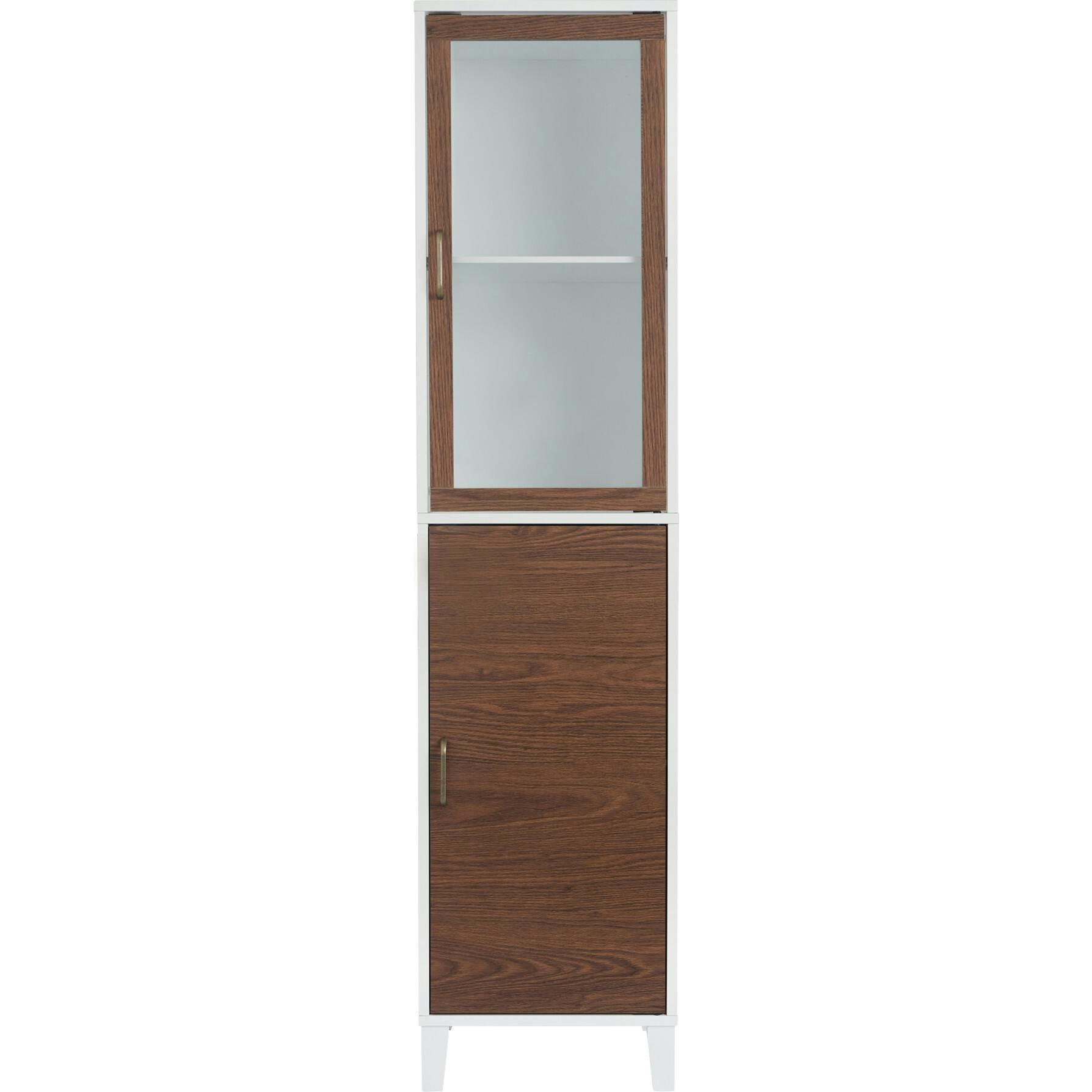 Tyler Modern Wooden Linen Tower Tall Storage Cabinet with Two Doors for Bathrooms or Hallways