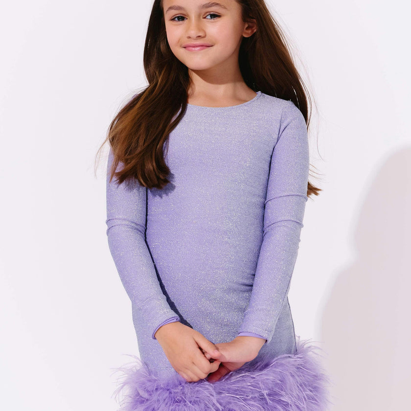 Lavender Shimmer Feather Dress