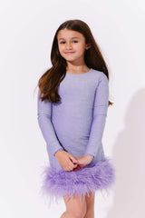 Lavender Shimmer Feather Dress