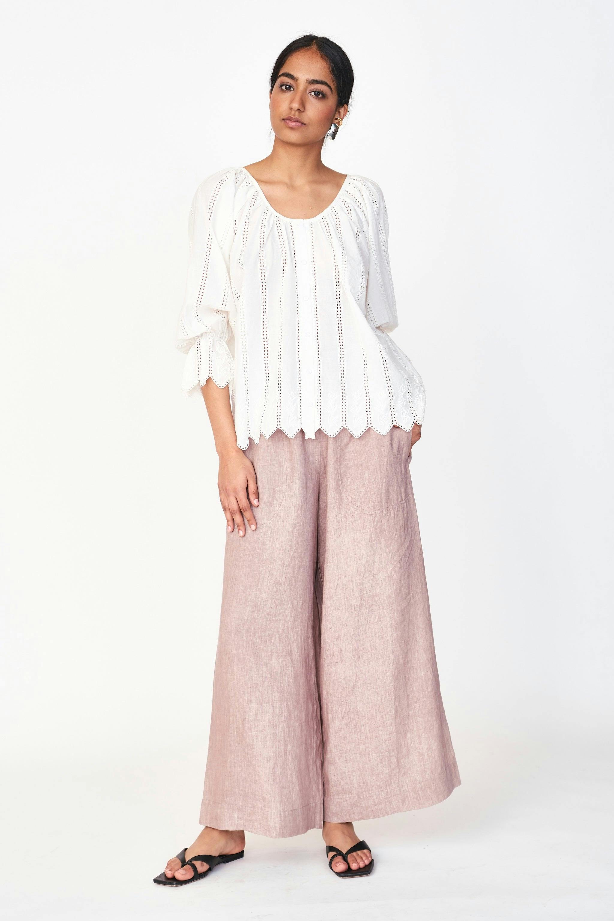 Seville Top in White Vine Eyelet