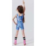 Girls Thick Straps Mid Back Cut Out Leotard, Multi