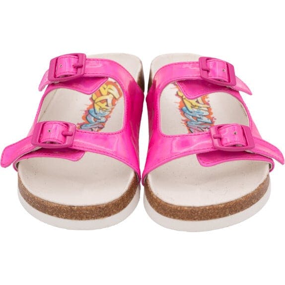 NOA SHINY PINK DOUBLE BUCKLE SANDAL, Silver