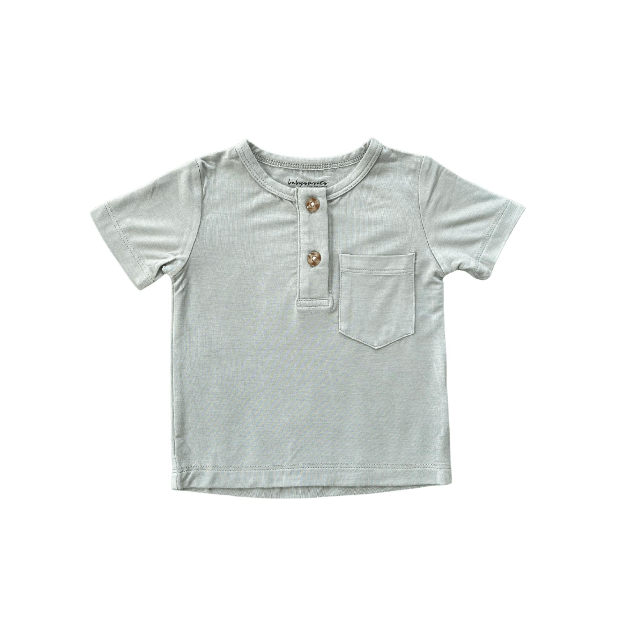 Boy's Short Sleeve Henley Shirt Retro Banner