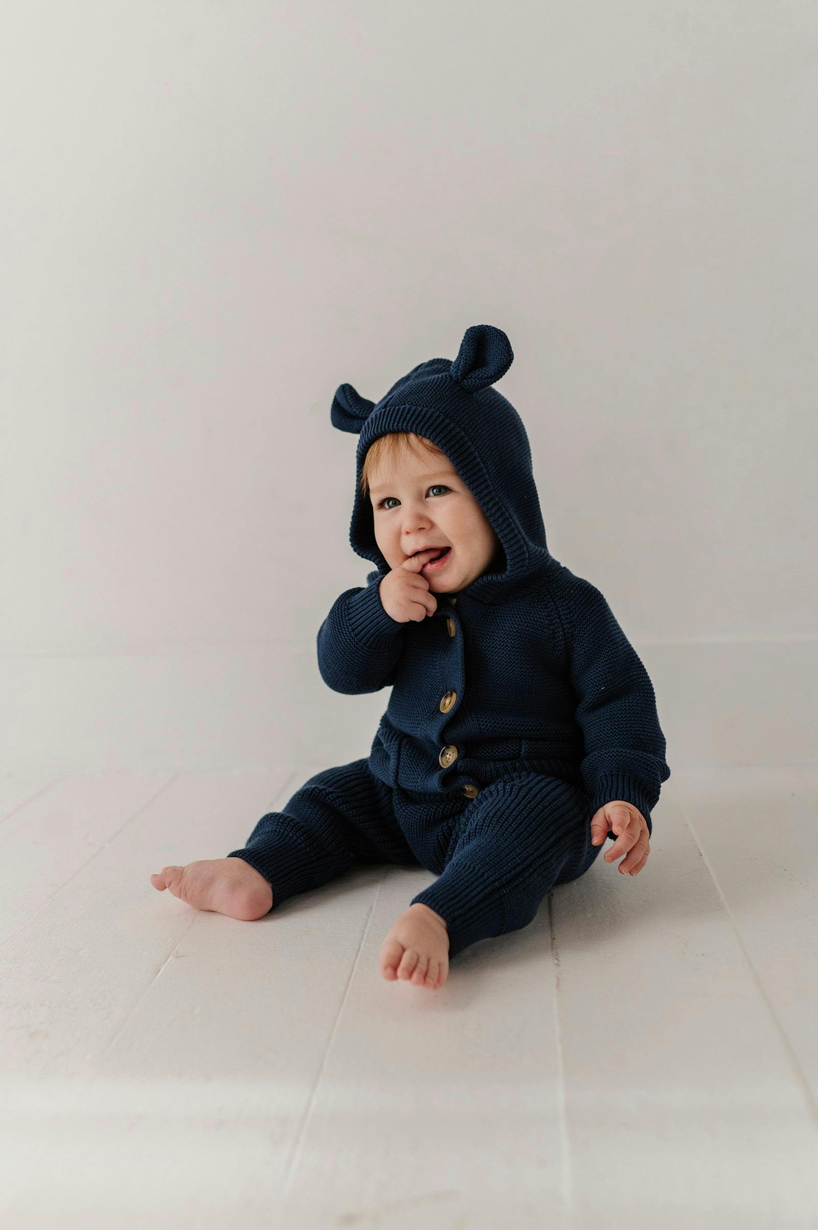 Knit Hoodie in Navy