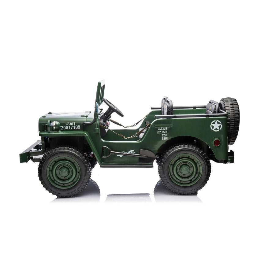 Military Willys 24V 3-Seater 4x4 Kids Ride-On Truck