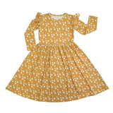 Golden Blooms Long Sleeve Ribbed Bamboo Twirl Dress