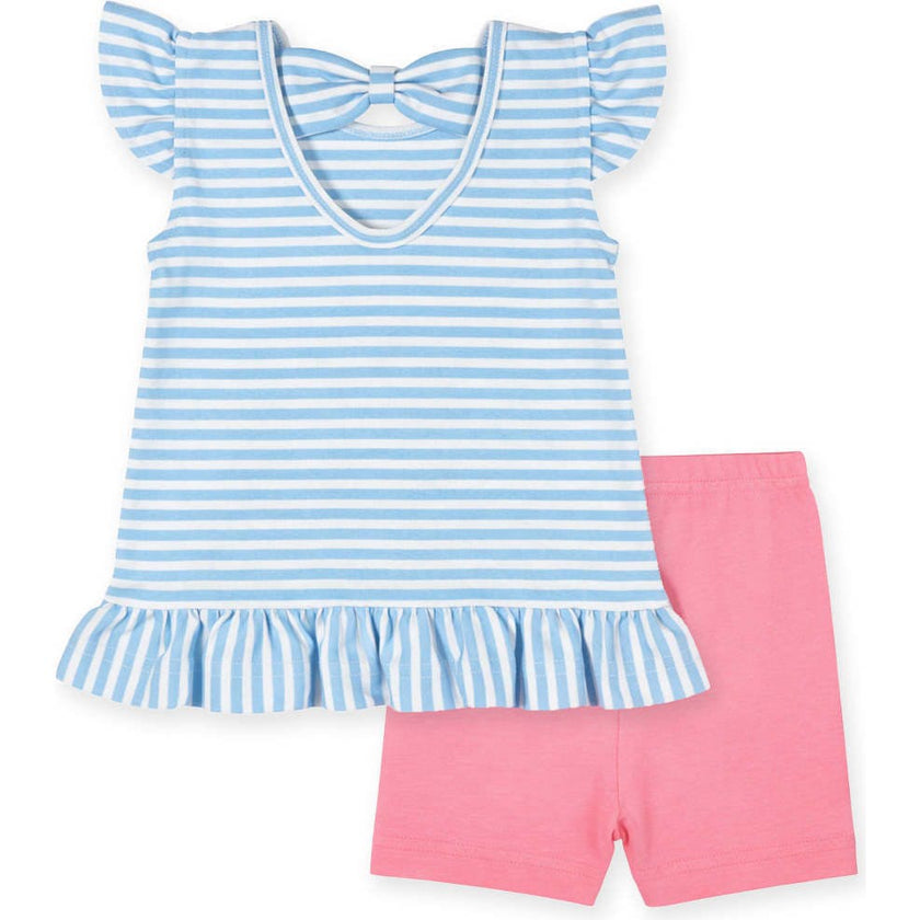 Knit Short Set With Embroidered Heart Cherries