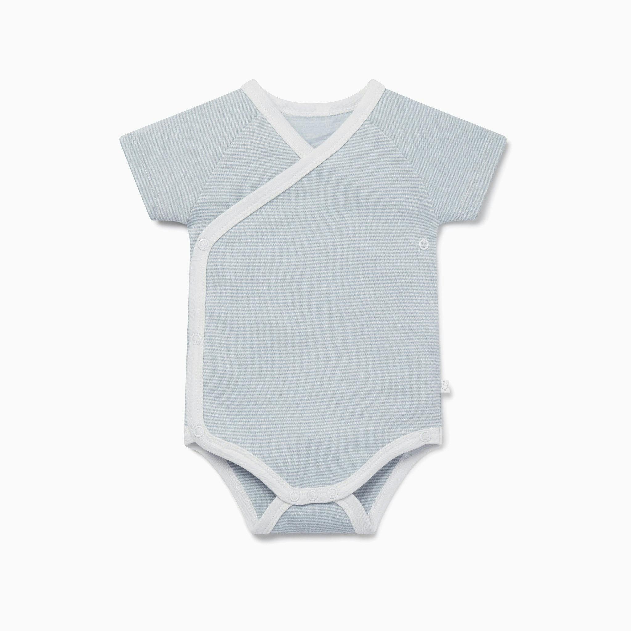 Short Sleeve Kimono Bodysuit - Blue Stripe