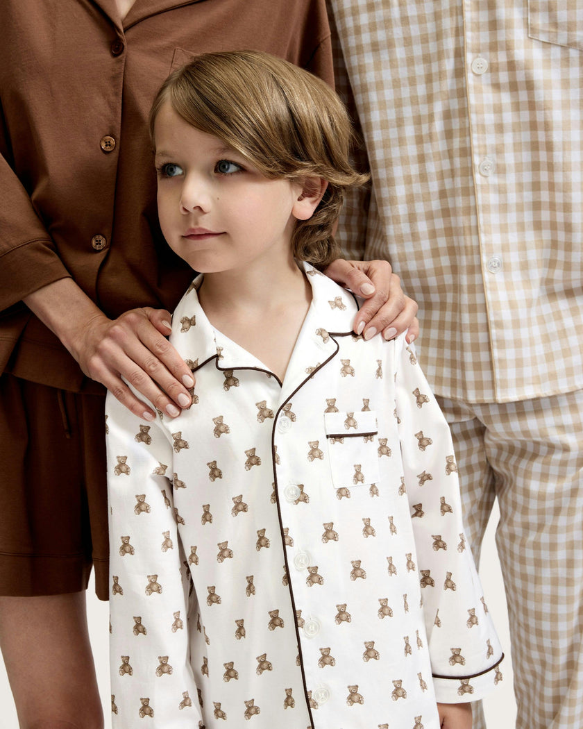 Kid's Twill Pajama Set in Teddy Tales