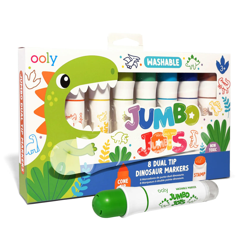 Jumbo Jots Dual Tip Stamp Markers - Dinosaur - Set of 8