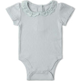 Organic Lace Collar Onesie & Tights Set - Fog