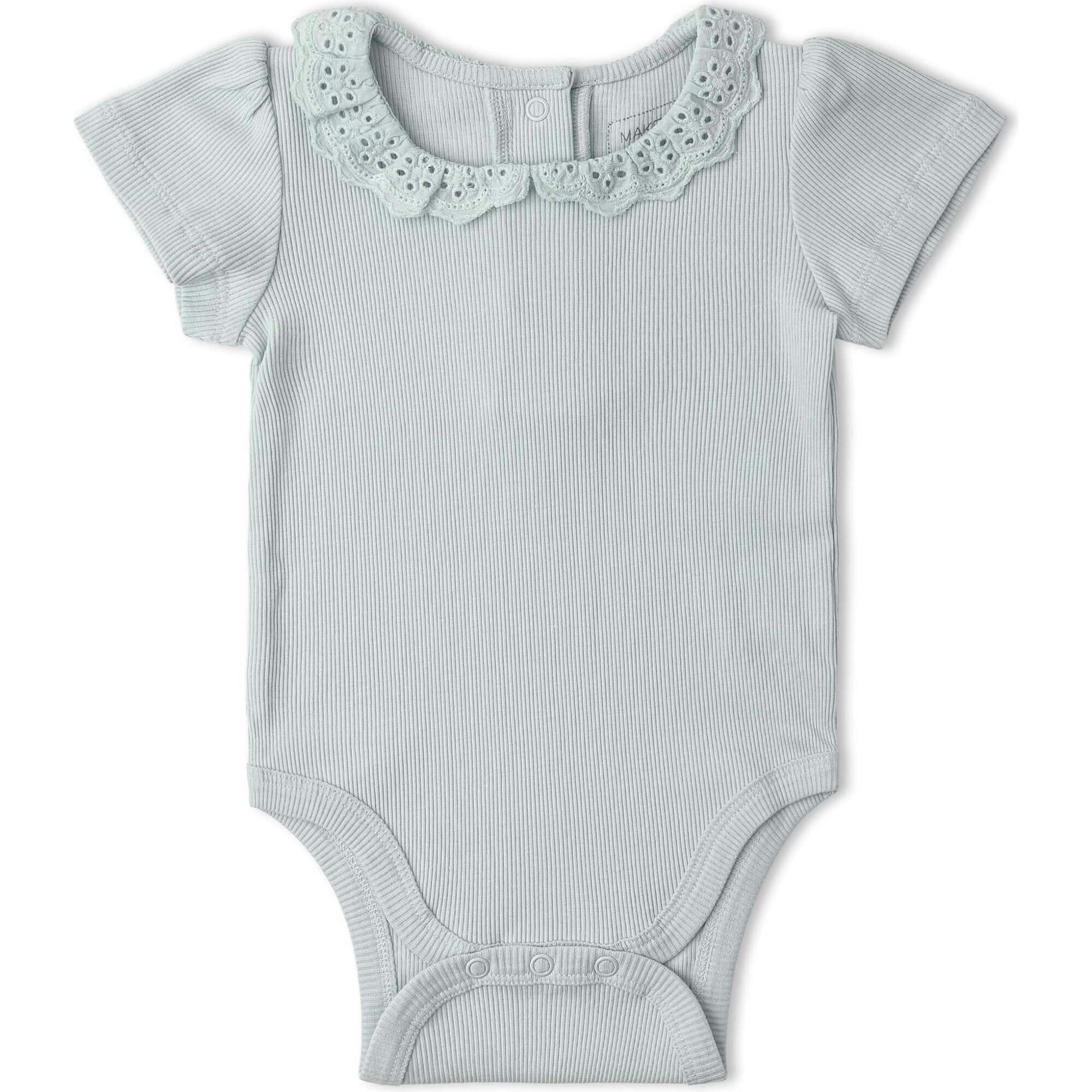 Organic Lace Collar Onesie & Tights Set - Fog