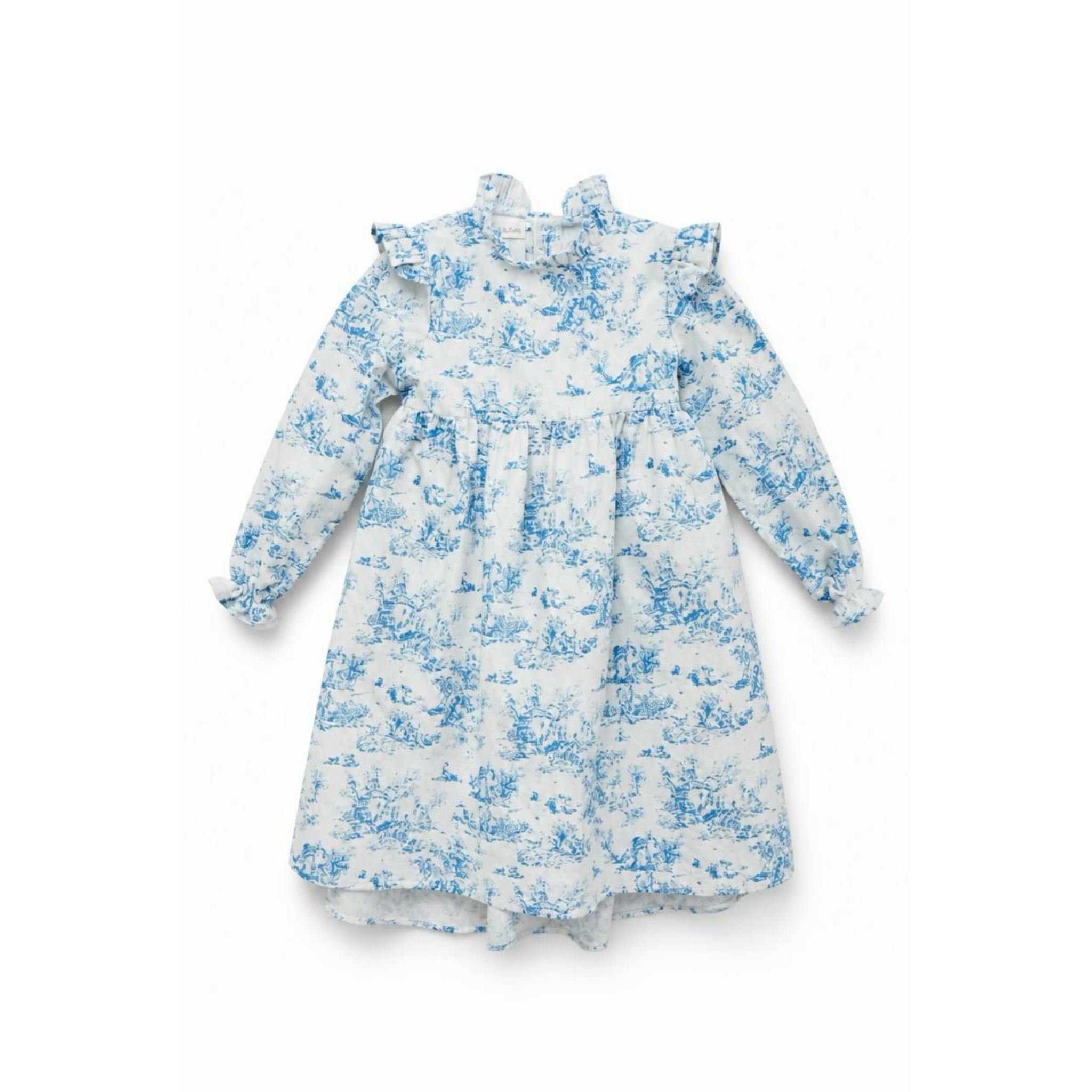 Aoki Blue Toile Dress| Long Sleeve