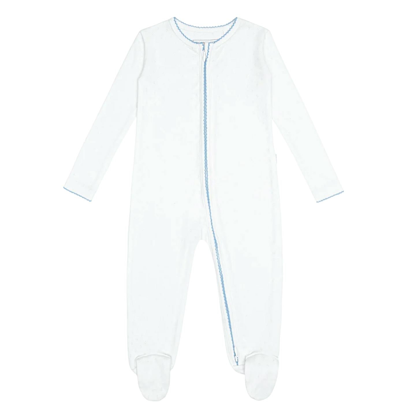 baby white pointelle footie
