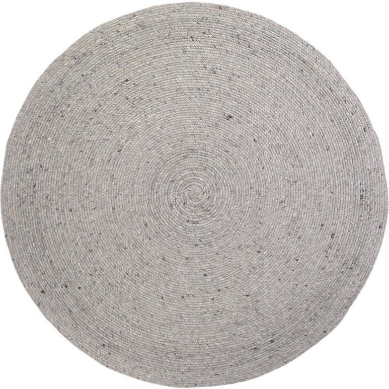 Neethu Hand-Crafted Felted Wool Round Rug, Grey
