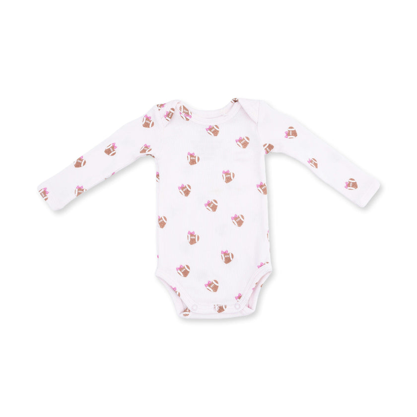 Mini Football Hearts - Long Sleeve Bodysuit