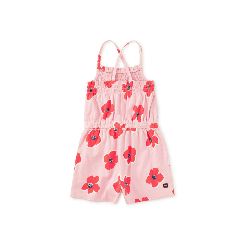 Smocked Strappy Romper, Rock Floral