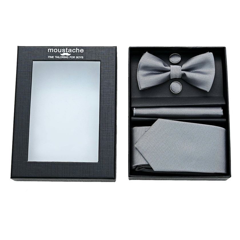 Silver Texture Tie Set