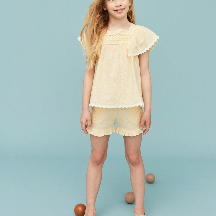Seersucker Smocked Girl Blouse