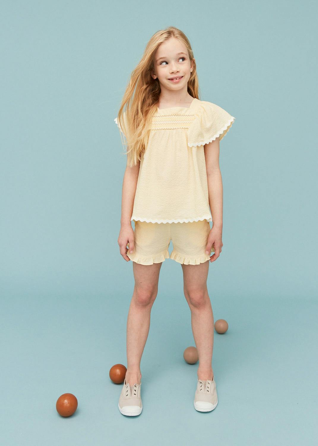 Seersucker Smocked Girl Blouse