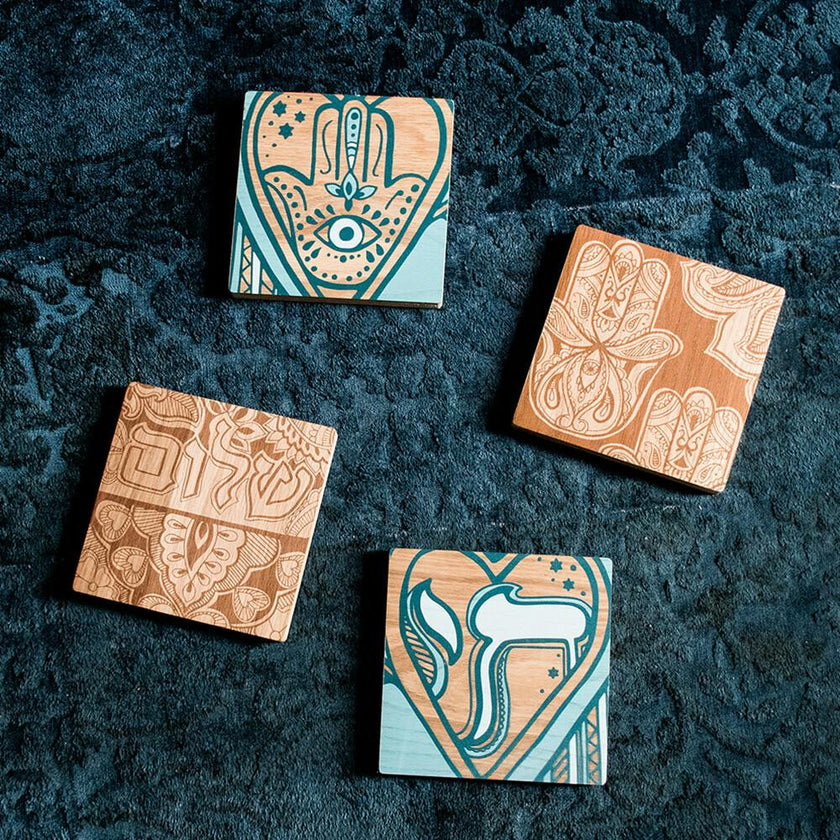 Yiddishkeit Printed Wood Block Hamsa 2