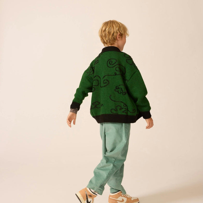 Collared Classroom Cardigan with Intarsia