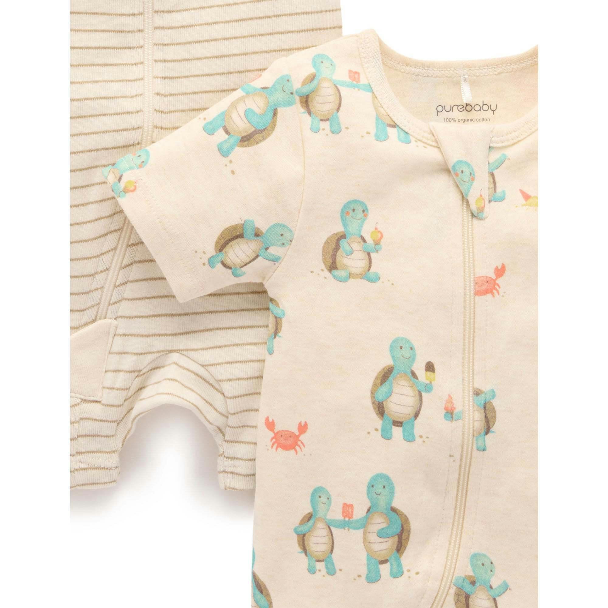 2 Pack S/Slv Digital Growsuit Hungry Turtles Print