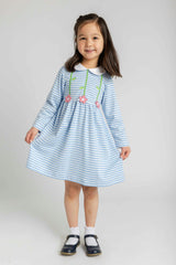 Stripe Knit Dress with Flowers