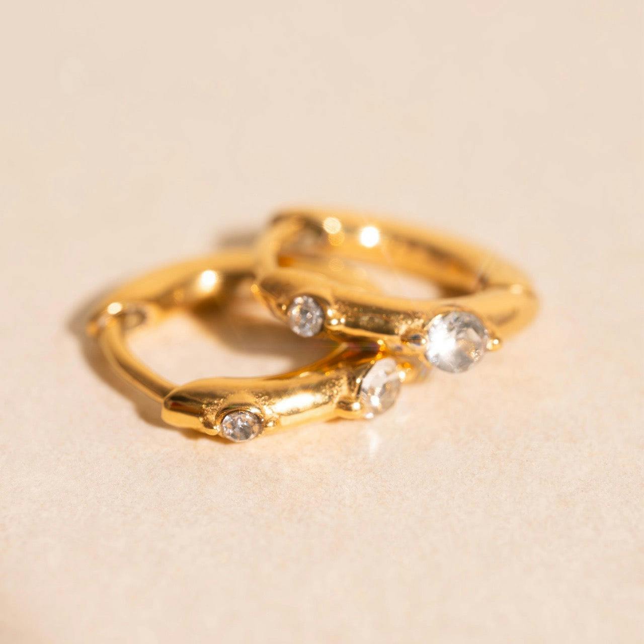 Mini Crystal Rounded Huggie Hoop Earrings