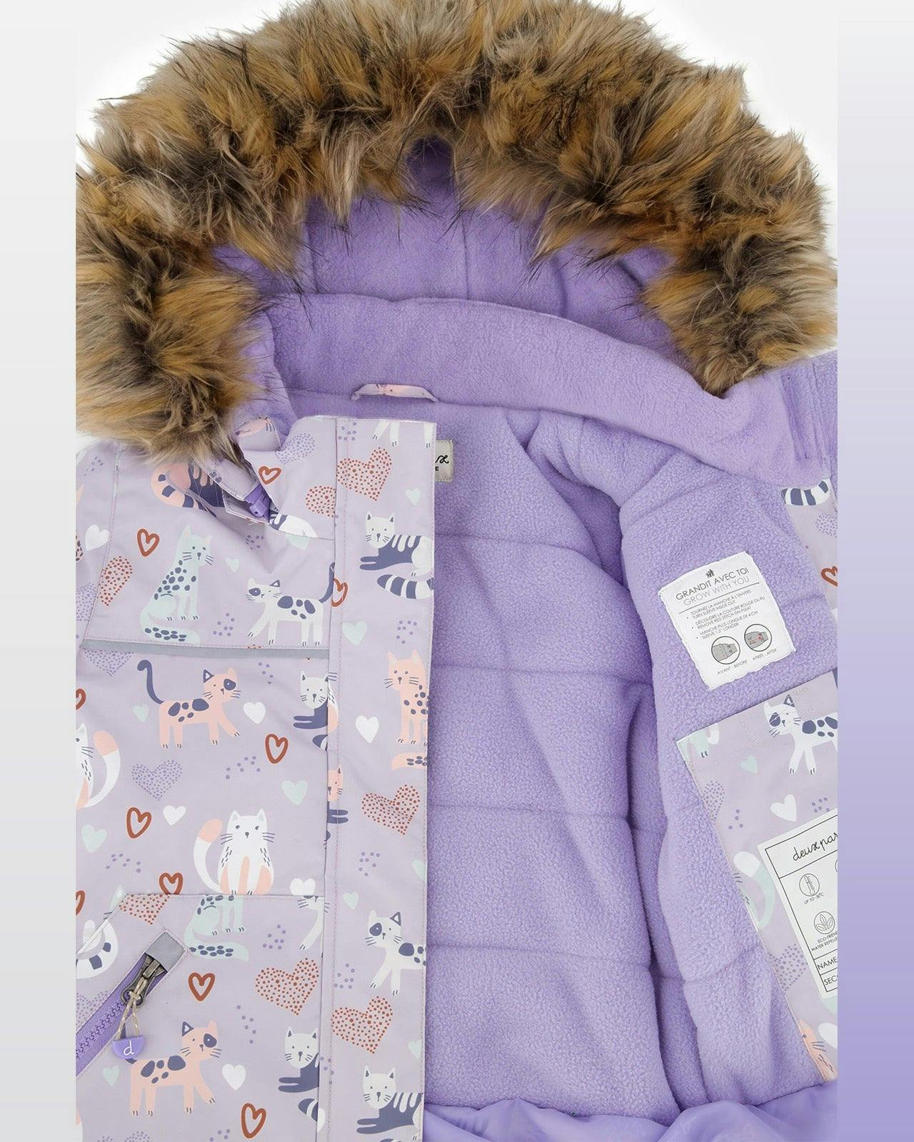 Two Piece Discover Snowsuit Purple Printed Cats