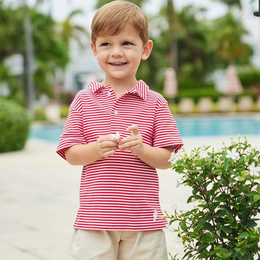 Short Sleeve Polo - Red Stripe