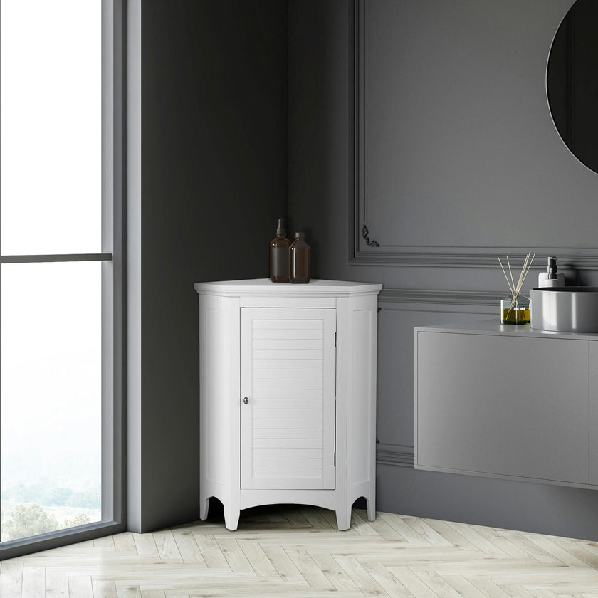 Glancy Wooden Corner Floor Cabinet with Shutter Door