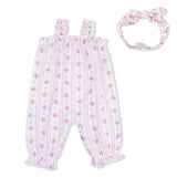 Winding Roses Stripe - Ruffly Strap Overall & Headband