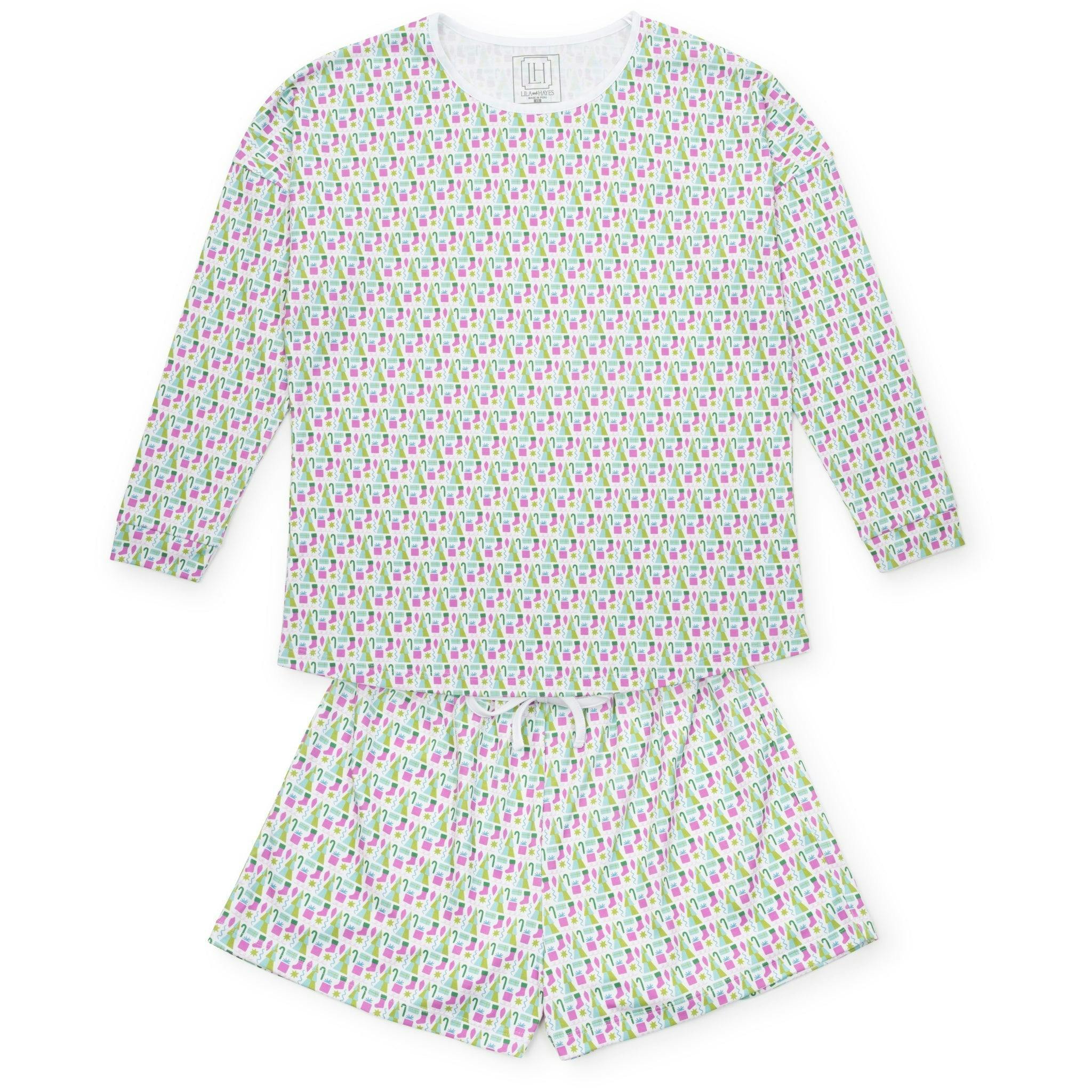 Anna Women's Longsleeve & Short Set - Mod Holiday Pink
