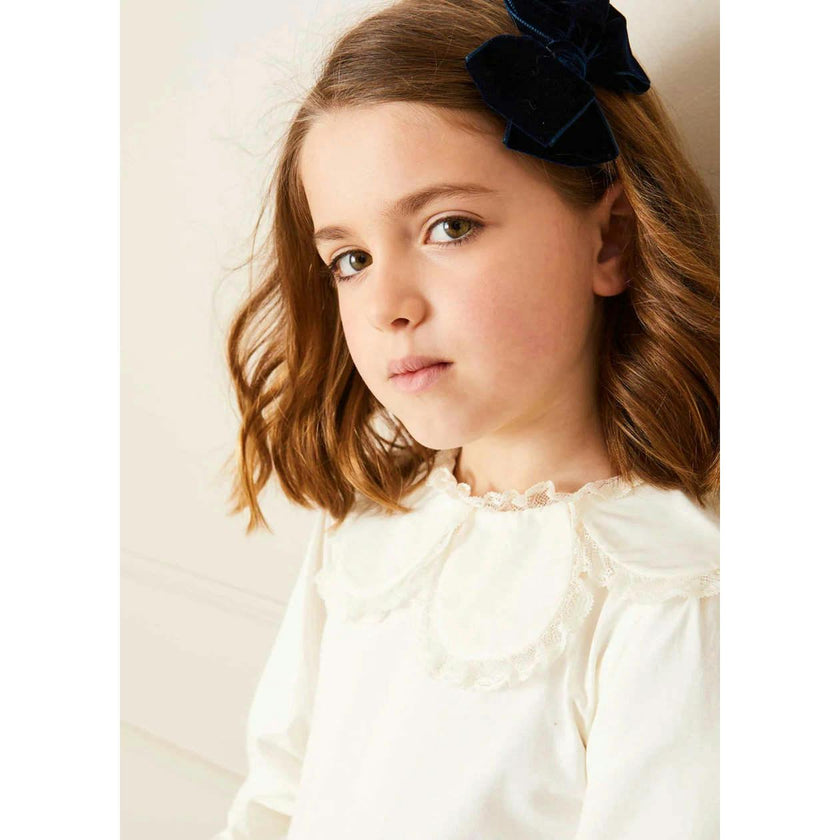 Lace Trim Petal Collar Top in Cream (3-10yrs)