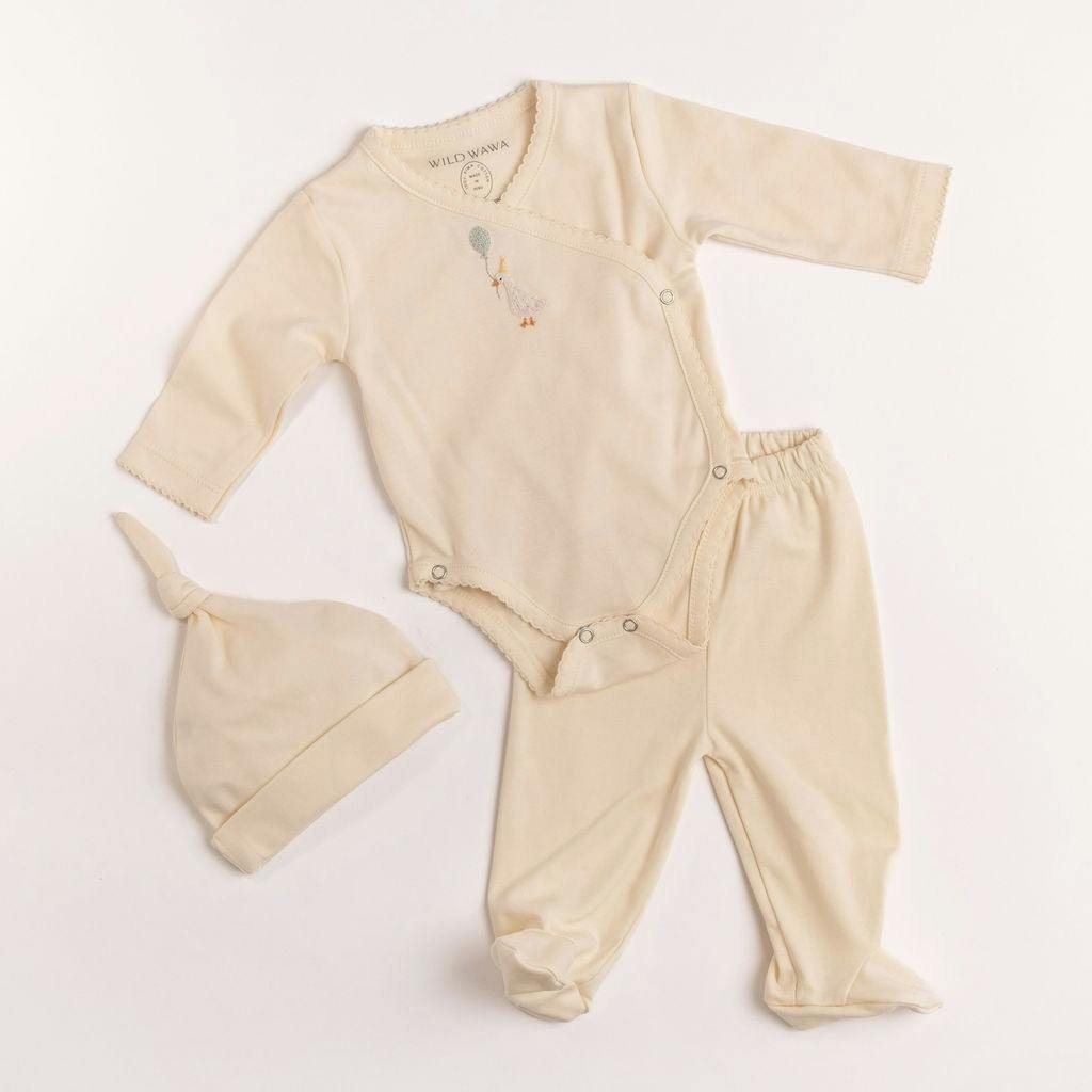 Pima Embroidered Bundle Set in Goose
