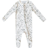 Alta Print 2-Way Zip-Up Footie, White