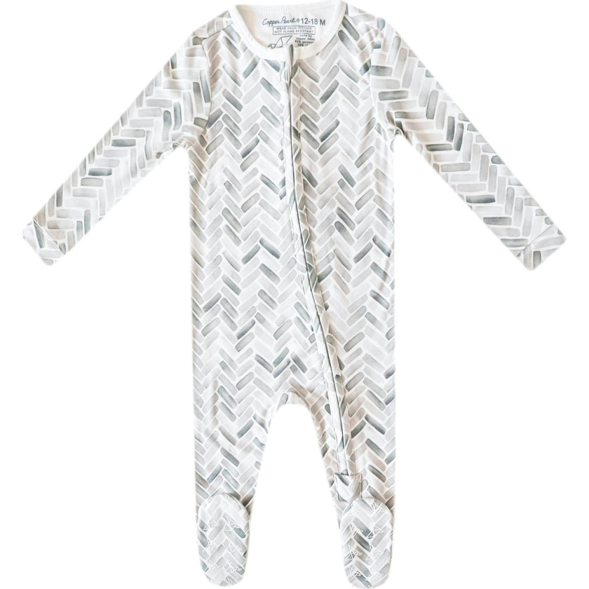 Alta Print 2-Way Zip-Up Footie, White