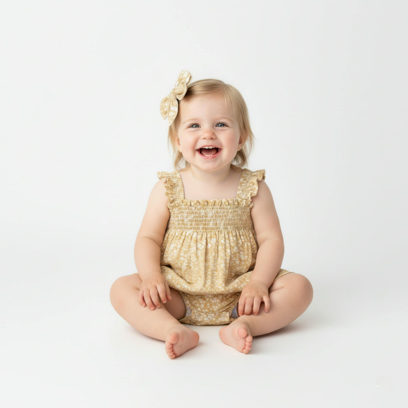 Organic Hair Bow Clip - Yellow Blossom