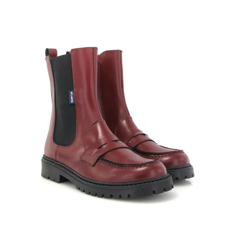 Nyra Soft Shine Penny Boots, Burgundy