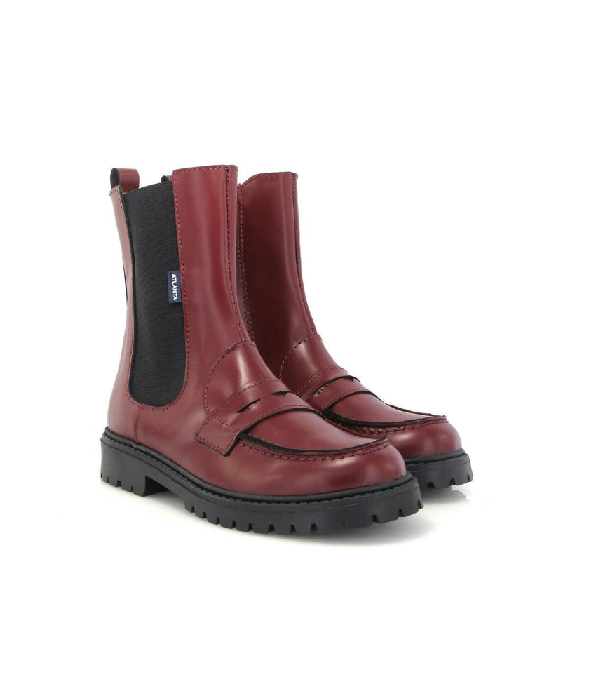 Nyra Soft Shine Penny Boots, Burgundy