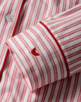 Women's Pima Long Sleeve Short Set in Antique Red Ticking