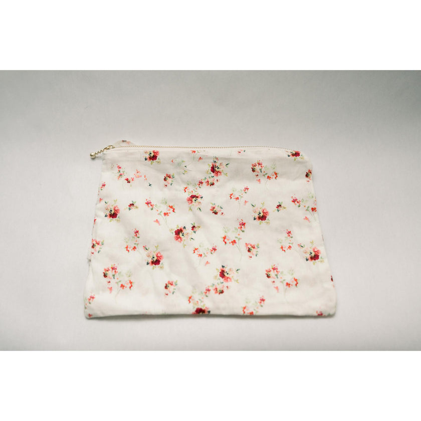 Scarlet Bloom Timeless Floral Ruffle Zipper Pouch