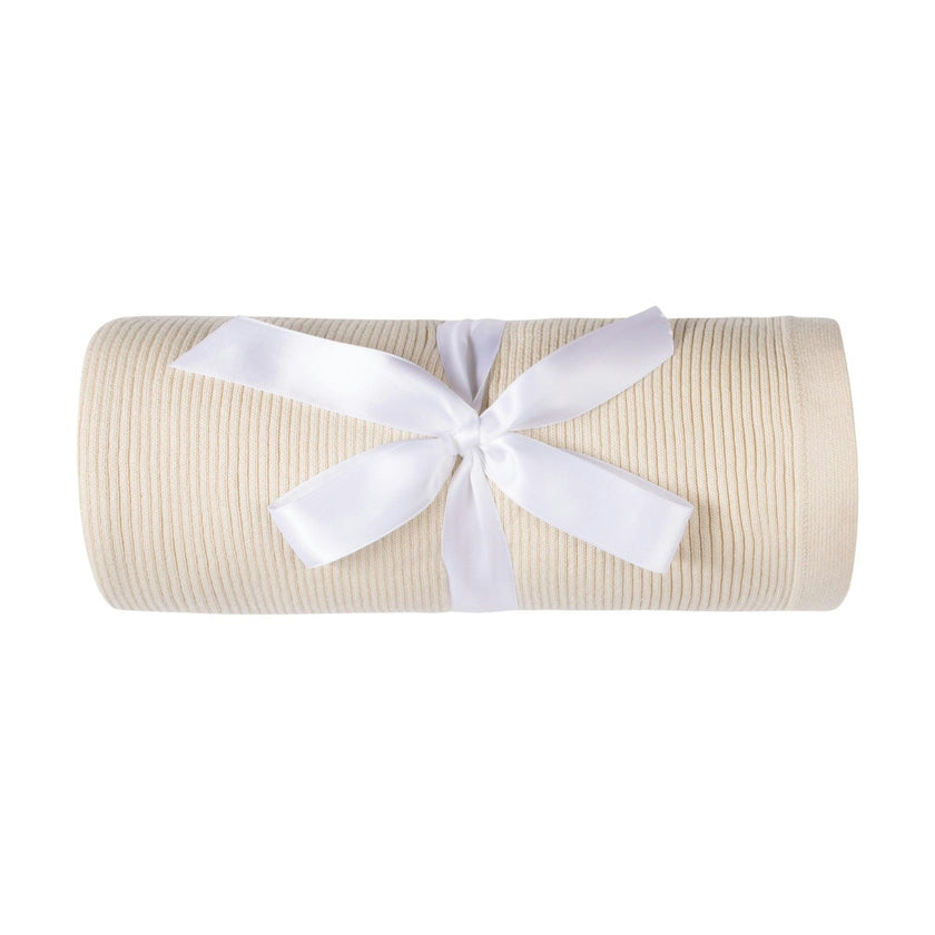 Ribbed Knit Blanket Ecru